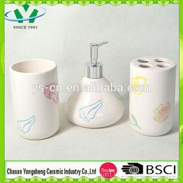 Simple Design Colorful Decal Sea World Ceramic Bathroom Set